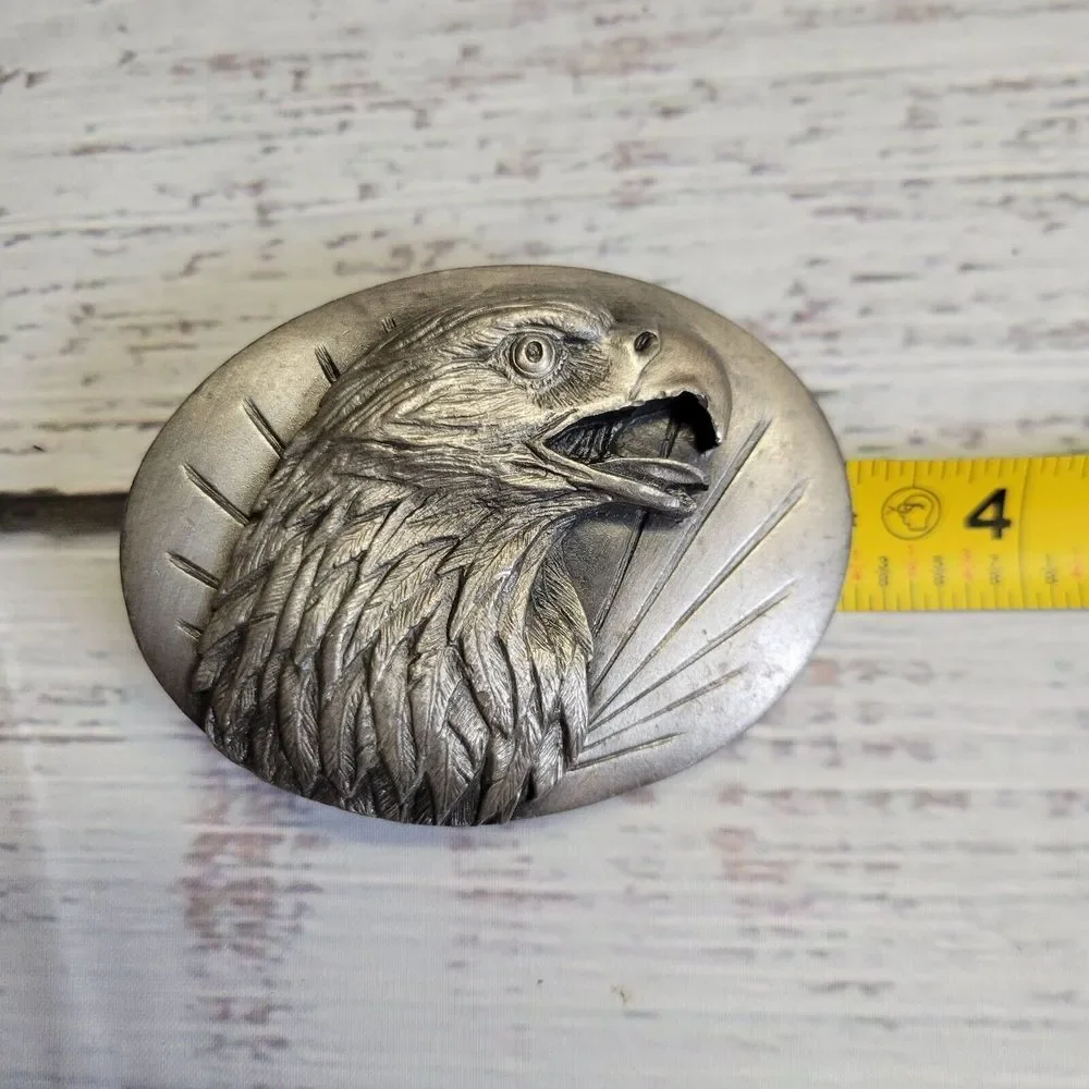 Siskiyou Buckle Co Eagle American  Belt Buckle Silver‎ Pewter Tone Metal 1987